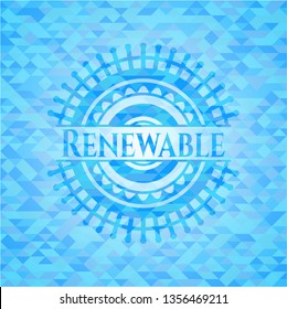 Renewable sky blue mosaic emblem