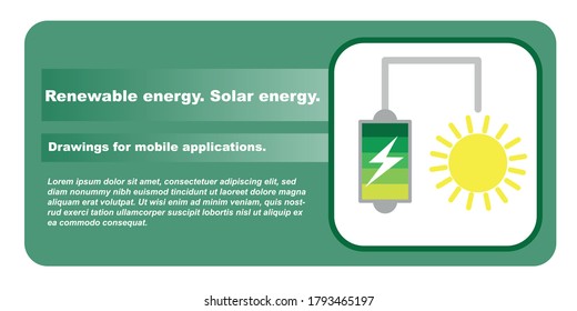 renewable solar energy icon, screen for web page and mobile apps.