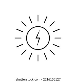 Renewable solar energy vector icon illustration outline black EPS 10. Conversion power from sunlight into electricity. Eco awareness sign. Environment day concept. Isolated on white for web, app, dev