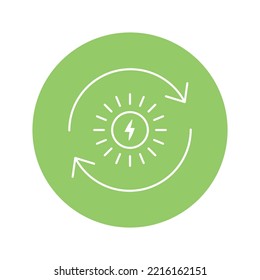 Línea de ilustración de icono de vectores de energía solar renovable con color EPS 10. Conversión de energía de la luz solar en electricidad. Señal de conciencia ecológica. Concepto del Día del Medio Ambiente. Aislado en blanco para web, app, dev