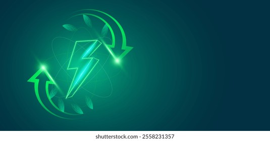 Renewable or sustainable energy sources concept green background vector editable