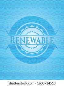 Renewable water representation style badge. Vector Illustration. Detailed.