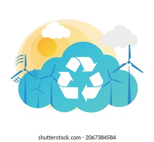 energía eólica renovable. Plantilla de banner de concepto de ecología en diseño plano.