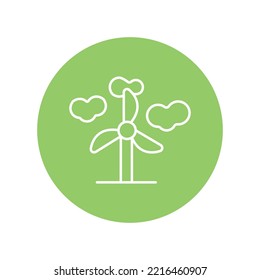 Renewable wind energy vector icon illustration line colored EPS 10. Conversion power from windmill into electricity. Eco awareness sign. Environment day concept. Isolated on white for web, app, dev