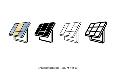 Renewableenergy solarpower panel icon set with multiple styles illustration