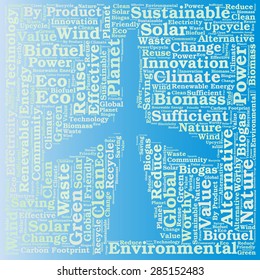 Renewables or renewable energies concept. Word cloud