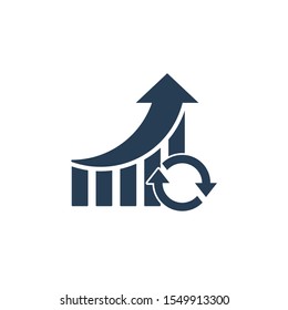 Renewal efficiency. Growth chart. Vector icon on a white background.