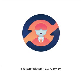 renewal employee woman head icon vector Template