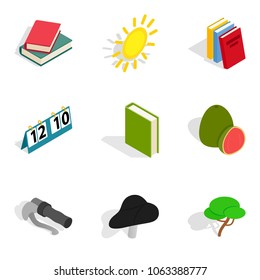 Renewal life icons set. Isometric set of 9 renewal life vector icons for web isolated on white background