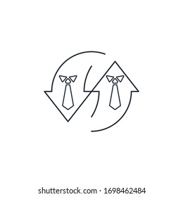 Renewal, replacing staff. Vector linear icon on a white background.