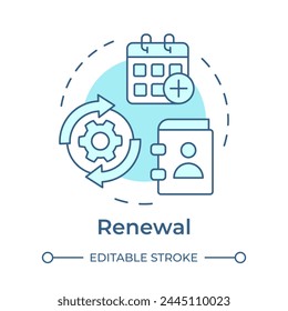 Renewal soft blue concept icon. Borrowing period, book circulation. Customer service. Round shape line illustration. Abstract idea. Graphic design. Easy to use in infographic, blog post