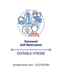Renewed self-motivation concept icon. Lifelong education benefits abstract idea thin line illustration. Isolated outline drawing. Editable stroke. Arial, Myriad Pro-Bold fonts used