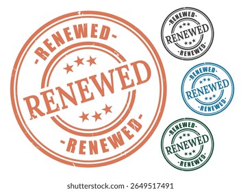 Renewed stamp vector graphic for business approval and validation designs authentic seals and marks