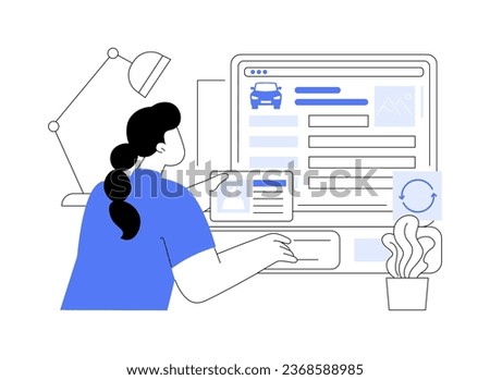 Renewing driving license online abstract concept vector illustration. Citizen filling application form to renew driving license, government services, bureaucracy sector abstract metaphor.
