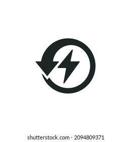 Renewing electrical energy icon isolated of flat style design on a white background