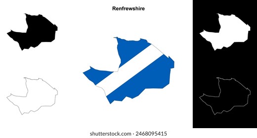 Renfrewshire blank outline map set