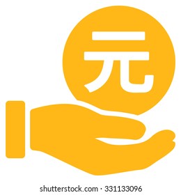 Renminbi Yuan Coin Payment vector icon. Style is flat yellow symbol, rounded angles, white background.