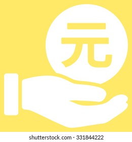 Renminbi Yuan Coin Payment vector icon. Style is flat white symbol, rounded angles, yellow background.