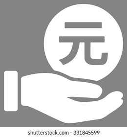 Renminbi Yuan Coin Payment vector icon. Style is flat white symbol, rounded angles, gray background.