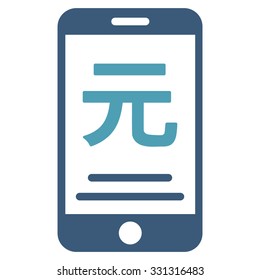 Renminbi Yuan Mobile Payment vector icon. Style is flat bicolor cyan and blue symbol, rounded angles, white background.