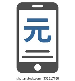 Renminbi Yuan Mobile Payment vector icon. Style is flat bicolor cobalt and gray symbol, rounded angles, white background.