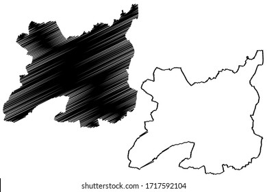 Rennes City (French Republic, France) map vector illustration, scribble sketch City of Rennes map