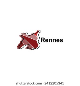 Rennes City Map Vector isolated illustration of simplified administrative, map of France Country design template