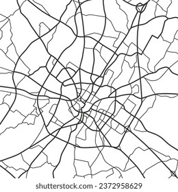 Rennes (France) city with highways, major and minor roads, town footprint plan. City map with streets, urban planning scheme. Plan street map, road graphic navigation. Vector
