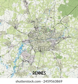 Rennes France map poster art