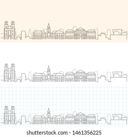 Rennes Hand Drawn Profile Skyline