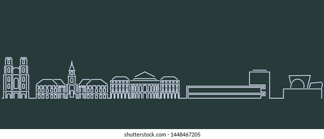 Rennes Single Line Skyline Profile