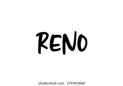 Reno city handwritten typography text word hand lettering. Modern calligraphy text. Black color