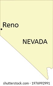 Reno city location on Nevada state map