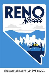 Ciudad de Reno en Nevada con hermoso cielo azul