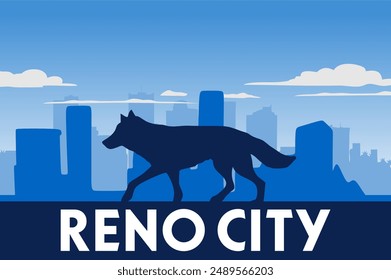 Reno city in Nevada with beautiful blue sky