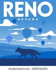 Reno city in Nevada with beautiful blue sky