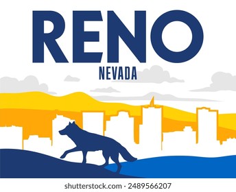 Reno city in Nevada with beautiful blue sky