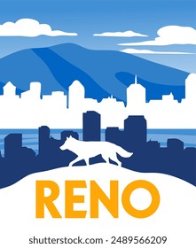 Reno city in Nevada with beautiful blue sky