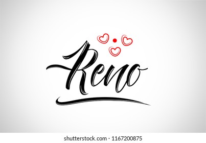 reno city text design with red heart typographic icon design suitable for touristic promotion