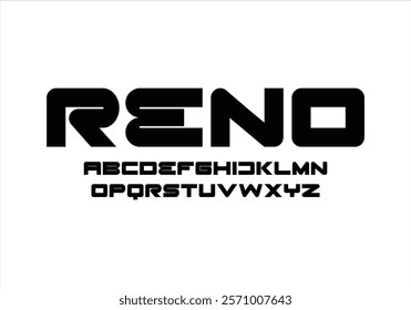 Reno font for logo and headline. Isolated vector typeset