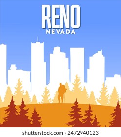 Reno Nevada with beautiful sky background