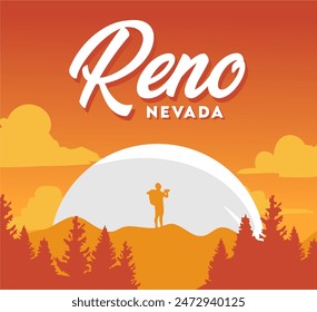 Reno Nevada with beautiful sky background