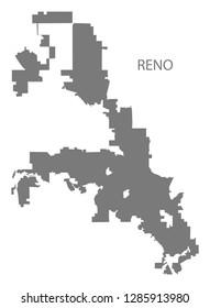 Reno Nevada city map grey illustration silhouette shape