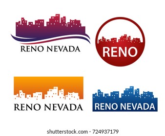 Reno Nevada City Skyline Logo Template