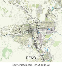 Reno, Nevada, USA map poster art