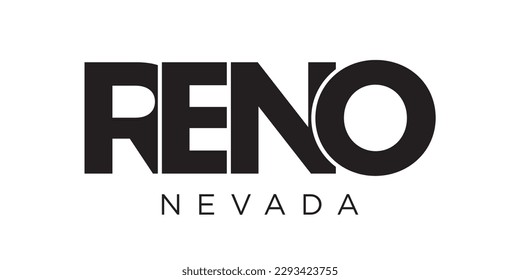 Reno, Nevada, USA typography slogan design. America logo with graphic city lettering for print and web products.