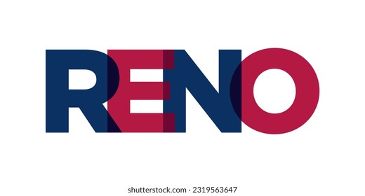 Reno, Nevada, USA typography slogan design. America logo with graphic city lettering for print and web products.