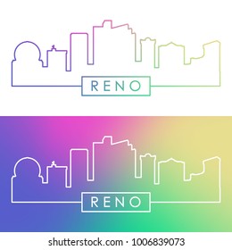 Reno skyline. Colorful linear style. Editable vector file.