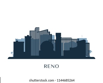 Reno skyline, monochrome silhouette. Vector illustration.