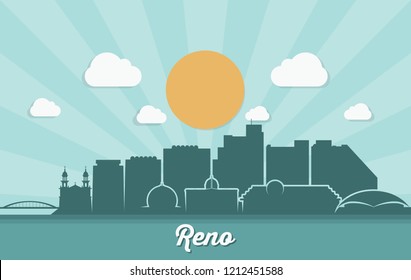 Reno skyline - Nevada United States of America USA - vector illustration